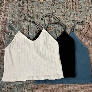 Tilly's Women's Ribbed Crop Tops - White, Black, Blue